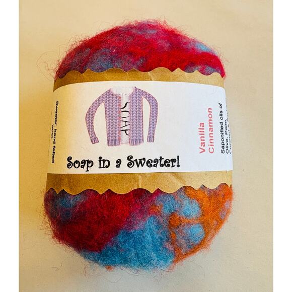 Handmade Asheville NC Felted Soap in a Sweater - Vanilla Cinnamon - Picture 2 of 6